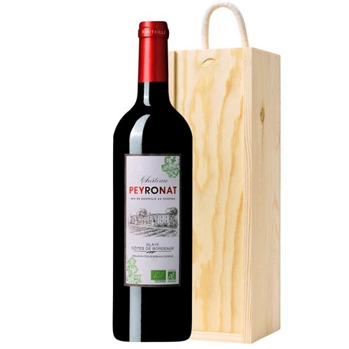 Chateau Peyronat Blaye Cotes de Bordeaux 75cl Red Wine in Wooden Sliding lid Gift Box